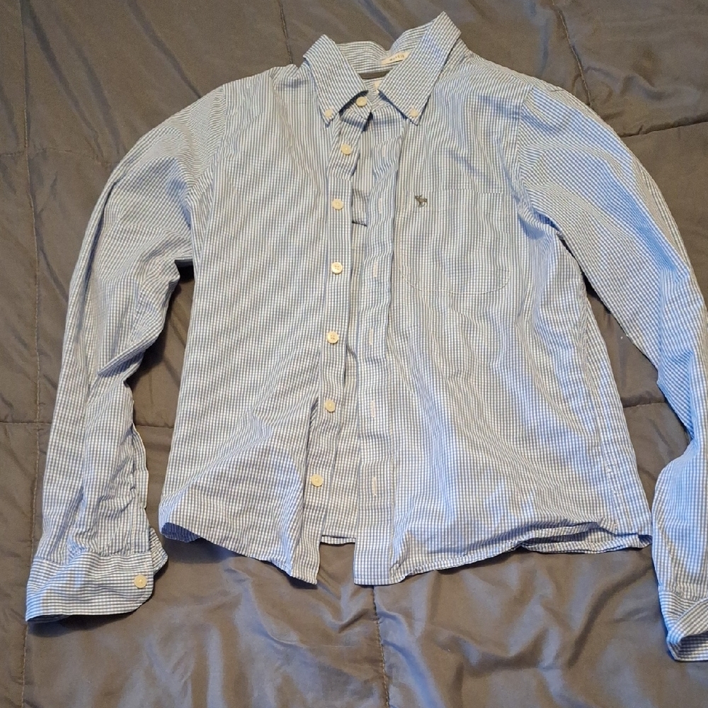 Abercrombie & Fitch Blue and White Dress Shirt